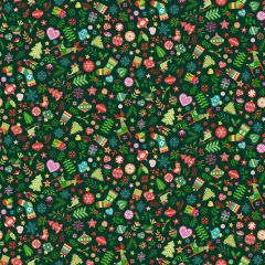 Christmas Brights: Ornaments Green 021/G | Makower UK | Quilting Cotton