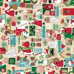 Christmas Wishes: Dear Santa Cream 032/Q | Makower UK | Quilting Cotton