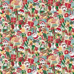 Christmas Wishes: Stocking Fillers Cream 033/Q | Makower UK | Quilting Cotton