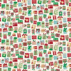 Christmas Wishes: Gifts Cream 034/Q | Makower UK | Quilting Cotton