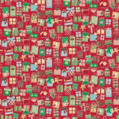 Christmas Wishes: Gifts Red 034/R | Makower UK | Quilting Cotton