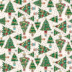 Christmas Wishes: Trees Cream 036/Q | Makower UK | Quilting Cotton