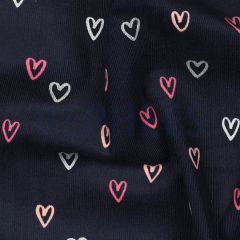 Cotton Babycord Foil Hearts: Navy Blue | Dressmaking Fabric