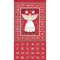 Christmas Angels Red Advent Calendar Panel | Quilting Cotton Fabric