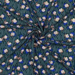 Viscose Challis Foil Flowers Petrol | Dressmaking Fabric