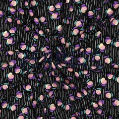 Viscose Challis Foil Flowers Black | Dressmaking Fabric