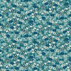 Kasumi Floating Flowers Teal 046T | Makower UK | Quilting Fabric