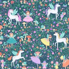 Fairy Dust Magic Garden Teal 049T | Makower UK | Quilting Fabric