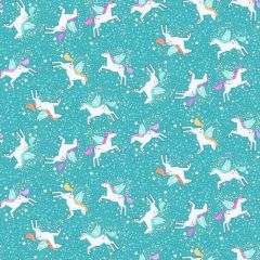 Fairy Dust Unicorn Turquoise 050T | Makower UK | Quilting Fabric