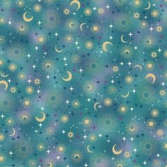 Luna Constellation Teal 073T | Makower UK | Quilting Fabric