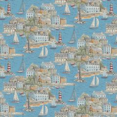 High Tide Harbour View Mid Blue 077B5 | Makower UK | Quilting Fabric