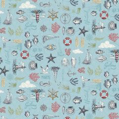 High Tide Maritime Light Blue 078B2 | Makower UK | Quilting Fabric