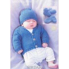 1365: Baby Cardigan, Hat, Mittens & Bootees