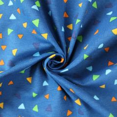 Triangle Frenzy Cotton Jersey: Rich Blue | Dressmaking Fabric
