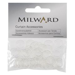 Milward Clear Plastic 13mm Roman Blind Rings | pack of 30 | Haberdashery