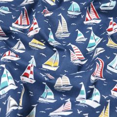 Sailing Boats Blue Cotton Poplin | Craft Fabric: Bolt End