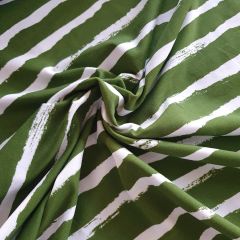 Painted Stripes Cotton Jersey: Khaki Green | Dressmaking Fabric: Bolt End