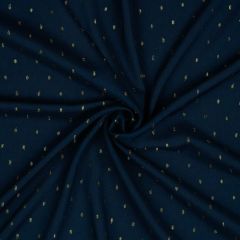 Viscose Challis Gold Dash Navy | Dressmaking Fabric