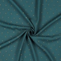 Viscose Challis Gold Dash Emerald | Dressmaking Fabric