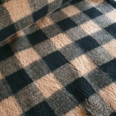 Big Check Sherpa Fleece: Brown | Dressmaking Fabric: Bolt End