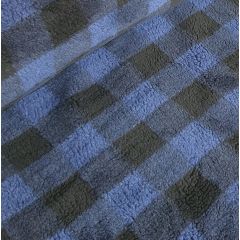 Big Check Sherpa Fleece: Navy Blue | Dressmaking Fabric