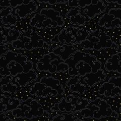 Celestial Clouds on Black A758.3 | Lewis & Irene | Quilting Cotton: Bolt End