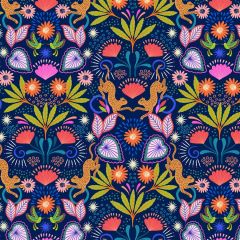 Bahia Mirrored Jaguar on Dark Blue A809.3 | Lewis and Irene | Quilting Cotton
