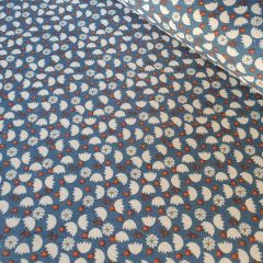 Cotton Flannel: Cupped Flower: Blue | Dressmaking Fabric: Bolt End