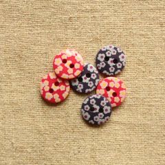 Printed Flower Button: 12mm
