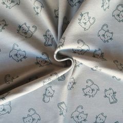 Brushed Cotton Flannel Cute Cats Mint | Dressmaking Fabric