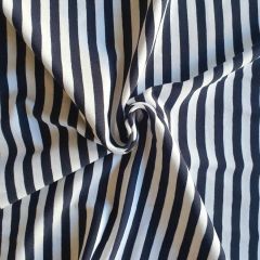 Cotton Jersey Yarn Dyed Stripes 10mm: Navy | Dressmaking Fabric