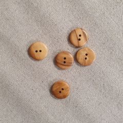 Smooth Rounded Two Hole Olive Wood Button: 18mm